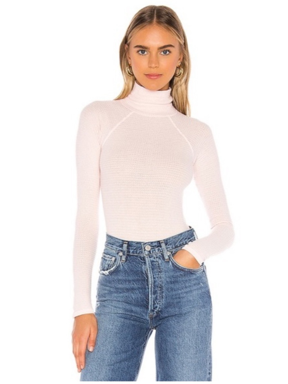 Free People All You Want Turtleneck Bodysuit Ballet pink